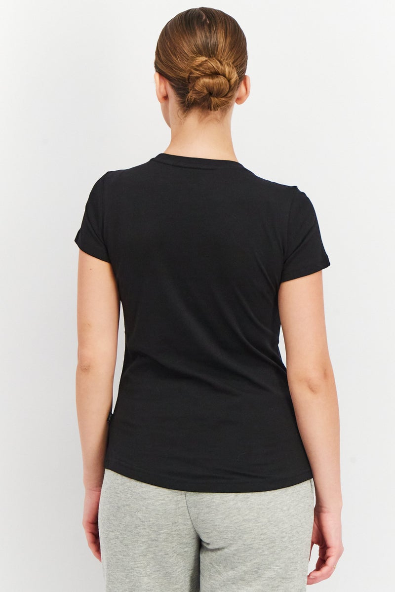 PUMA تي شيرت نسائي بقصة عادية بياقة دائرية وأكمام قصيرة بشعار العلامة التجارية، أسود - Image 4